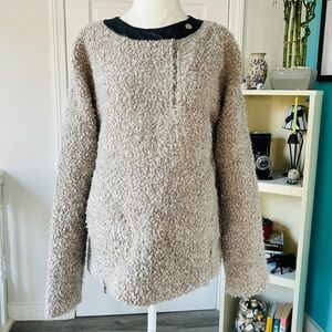 Yigal Azrouel Teddy Bear Wool Black Leather Trim Sweater (size M)